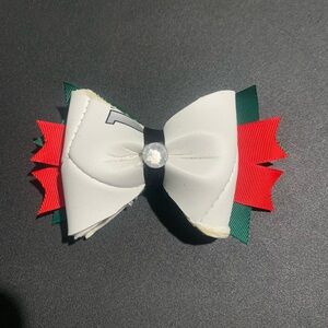 Handmade White and Red Bow Accessory